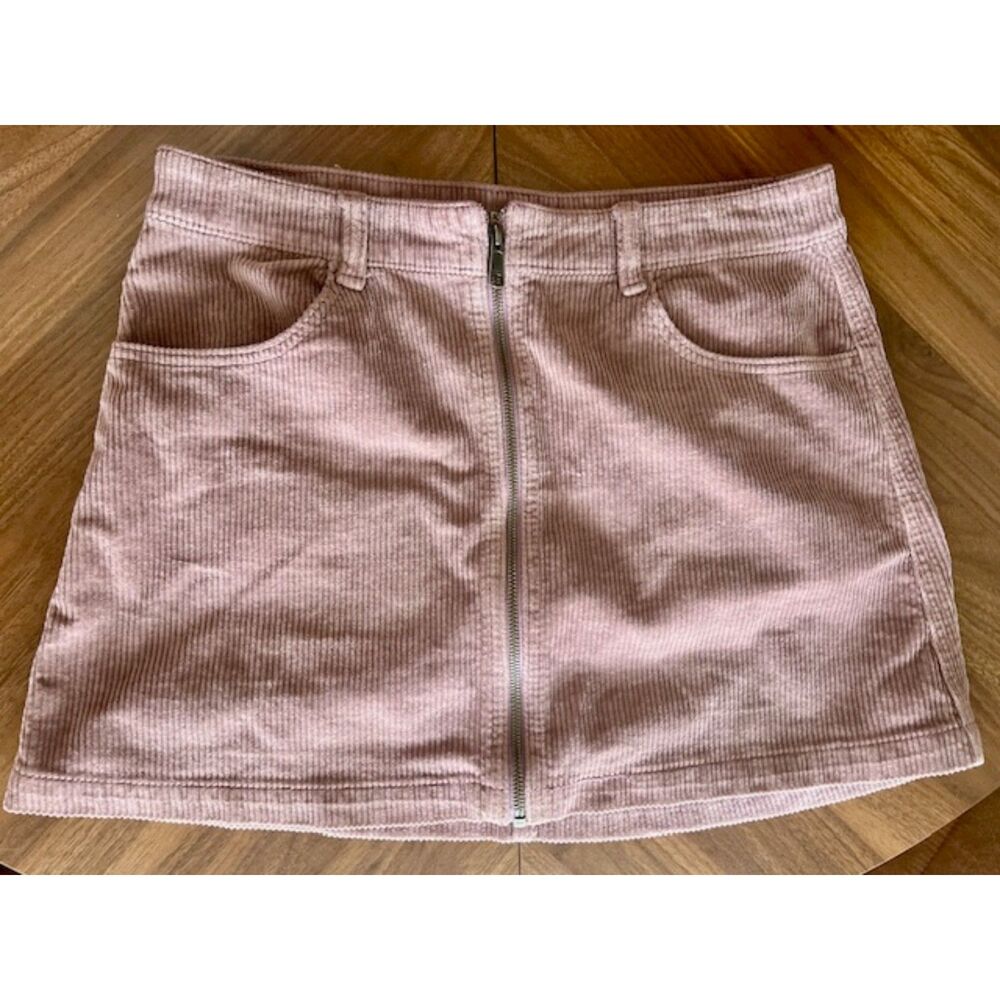 AE American Eagle Zip-Up Mauve Corduroy Mini Skirt Size 12